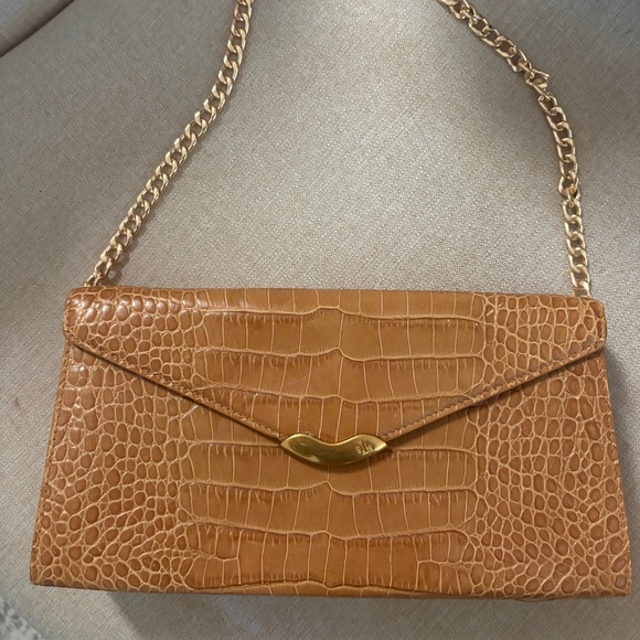 Lauren Ralph Lauren Croc-Embossed Shoulder Bag with Gold Chain